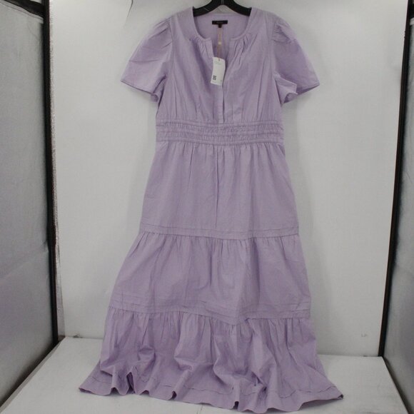 NWT Quince Maxi Dress Womens Large Organic Cotton Poplin Tiered Pastel Lilac - Picture 1 of 16